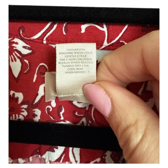 LOFT Women’s Red & White Midi Shift Dress with Tie Belt Size Medium - Picture 5 of 5